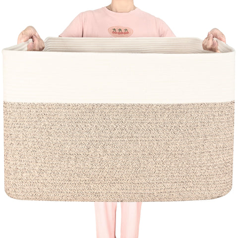 Mintwood Design 112L blanket basket front view showing large storage capacity.