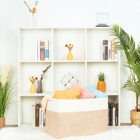Mintwood Design living room setup with basket used for organization.