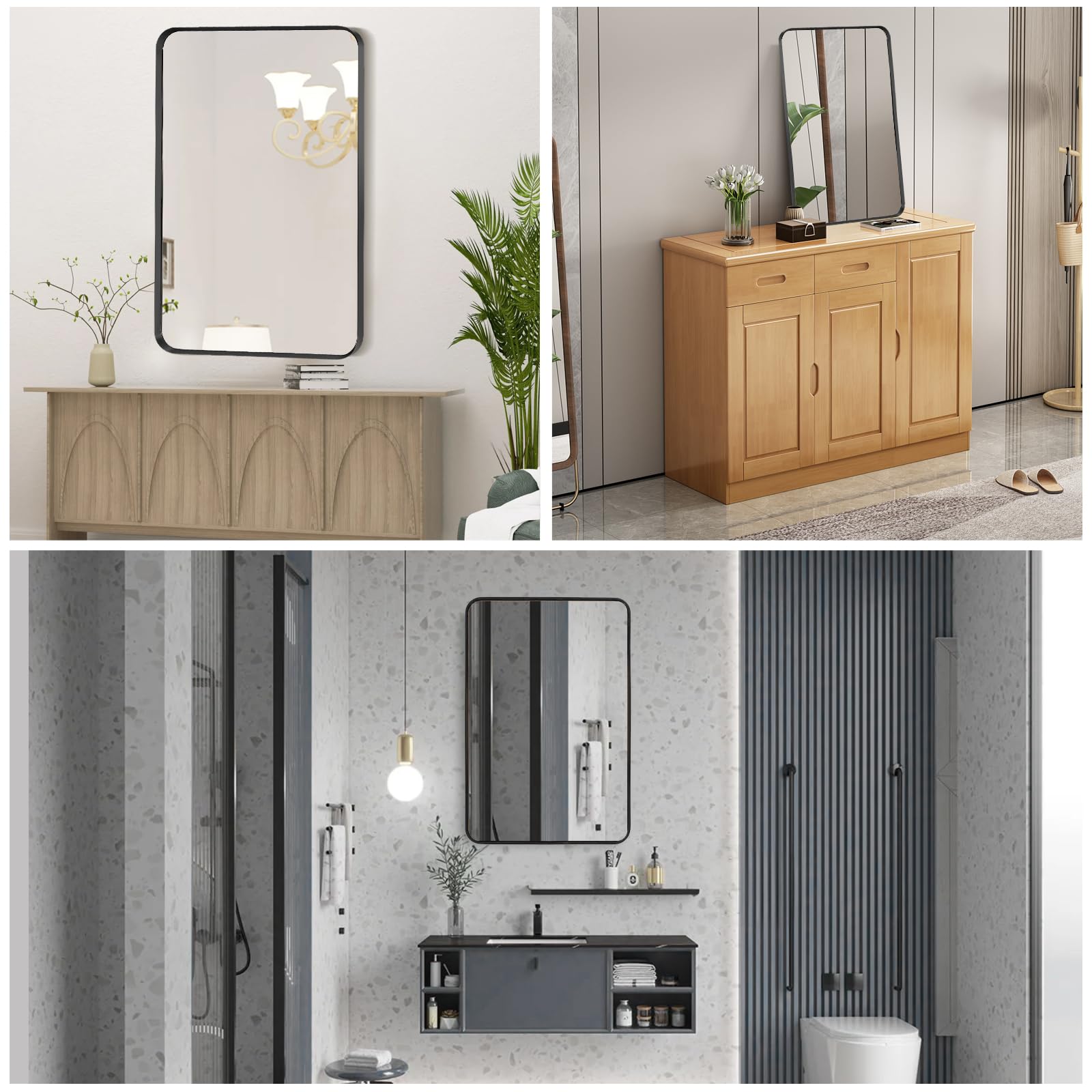 Minuover brushed black rounded corner design adds industrial style to any bathroom