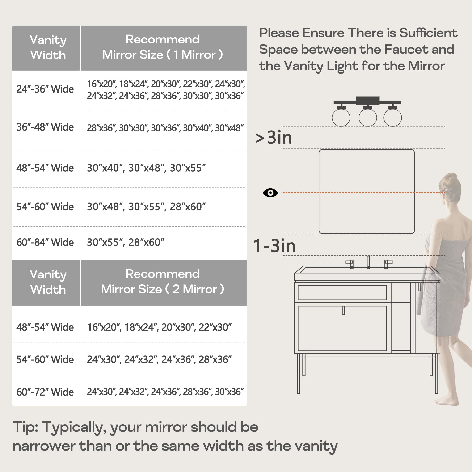 Minuover wall mount mirror close-up glass shows distortion-free reflection