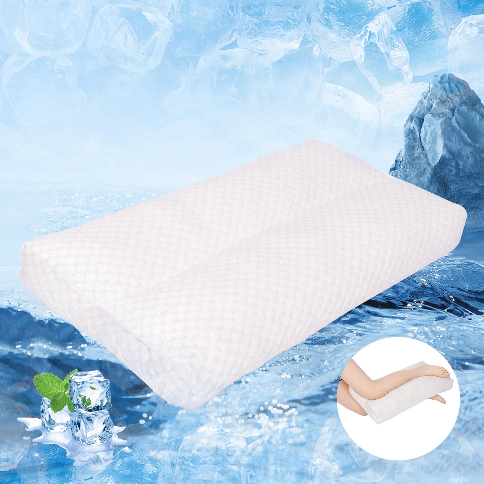MINUPWELL cooling knee pillow between knees for cool, comfortable nights.