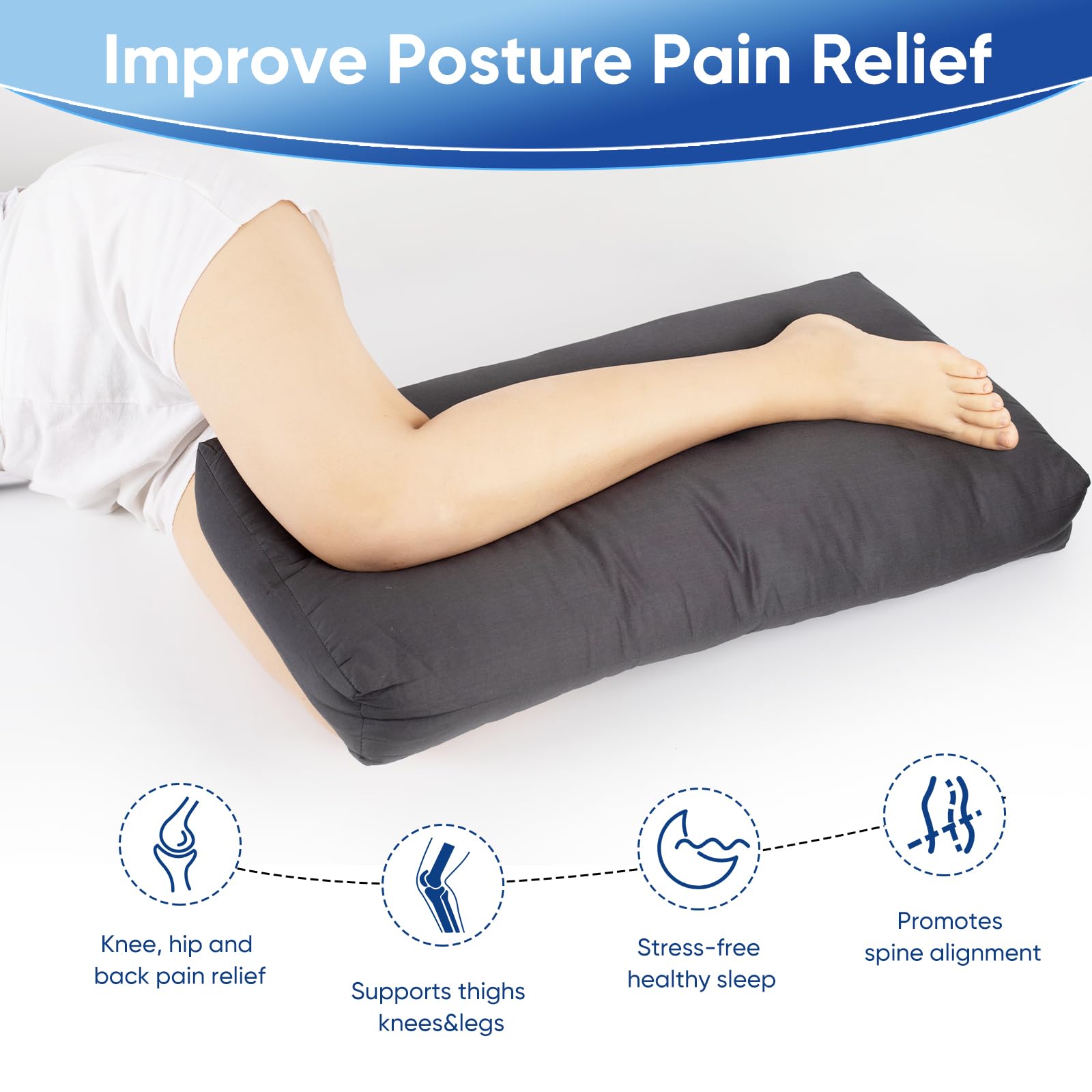MINUPWELL knee pillow cotton shell close-up highlights soft, breathable fabric.