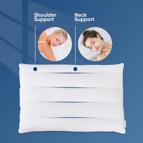 MINUPWELL ultra flat pillow 7D fiber fill provides supportive, medium-soft loft.