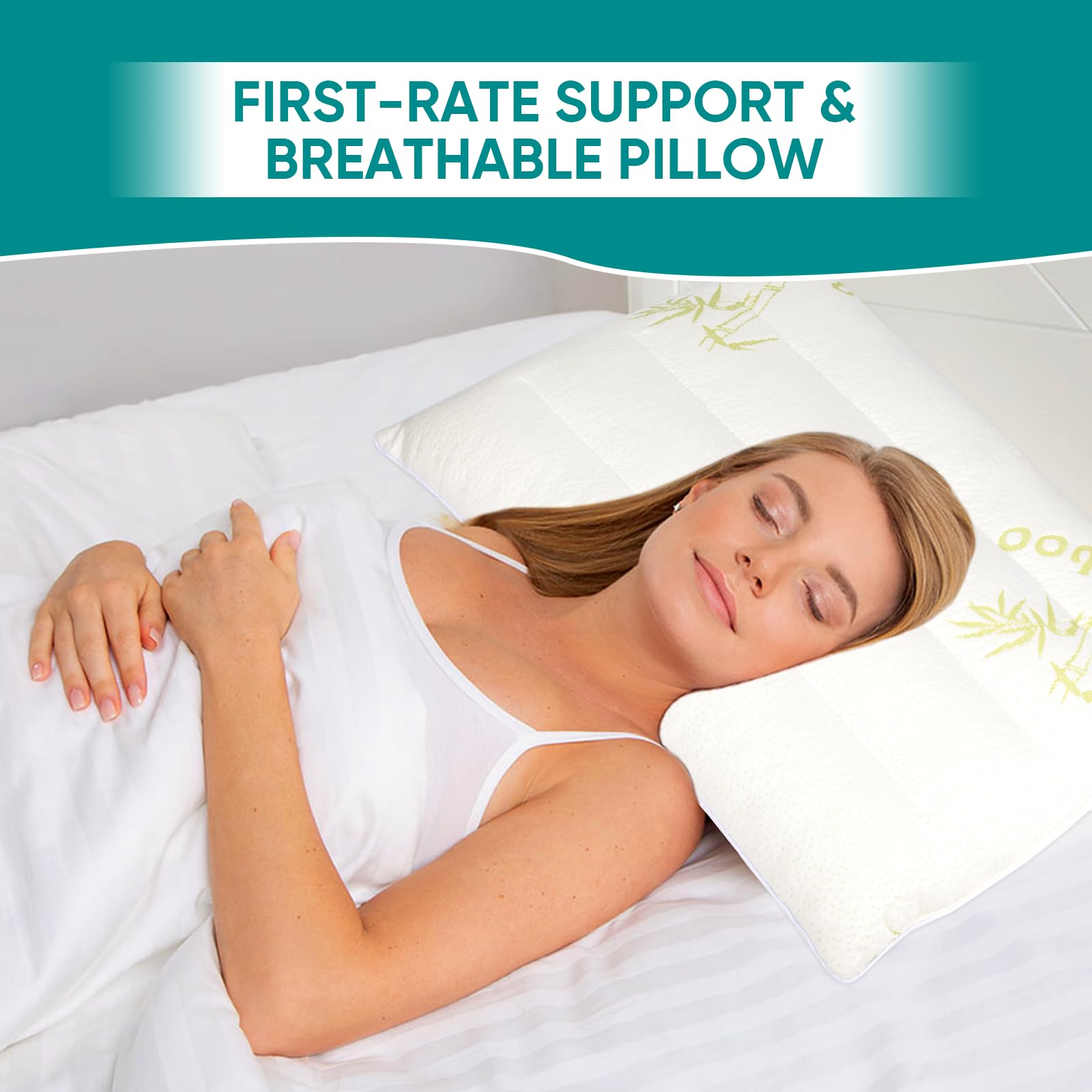 MINUPWELL Ultra Thin Pillow fabric close-up emphasizing breathable cotton cover