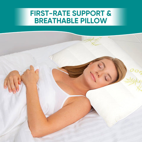 MINUPWELL Ultra Thin Pillow fabric close-up emphasizing breathable cotton cover