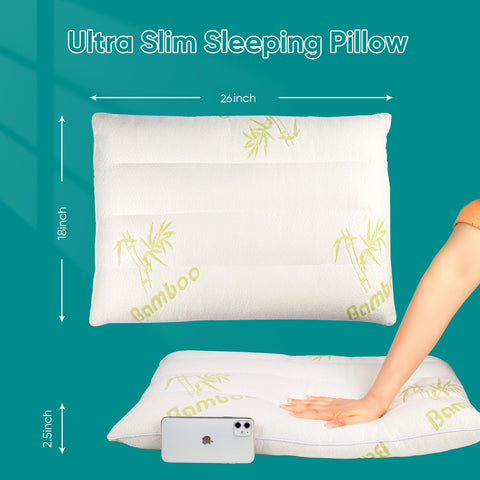 MINUPWELL Ultra Thin Pillow 750g 7D fiber fill for steady support
