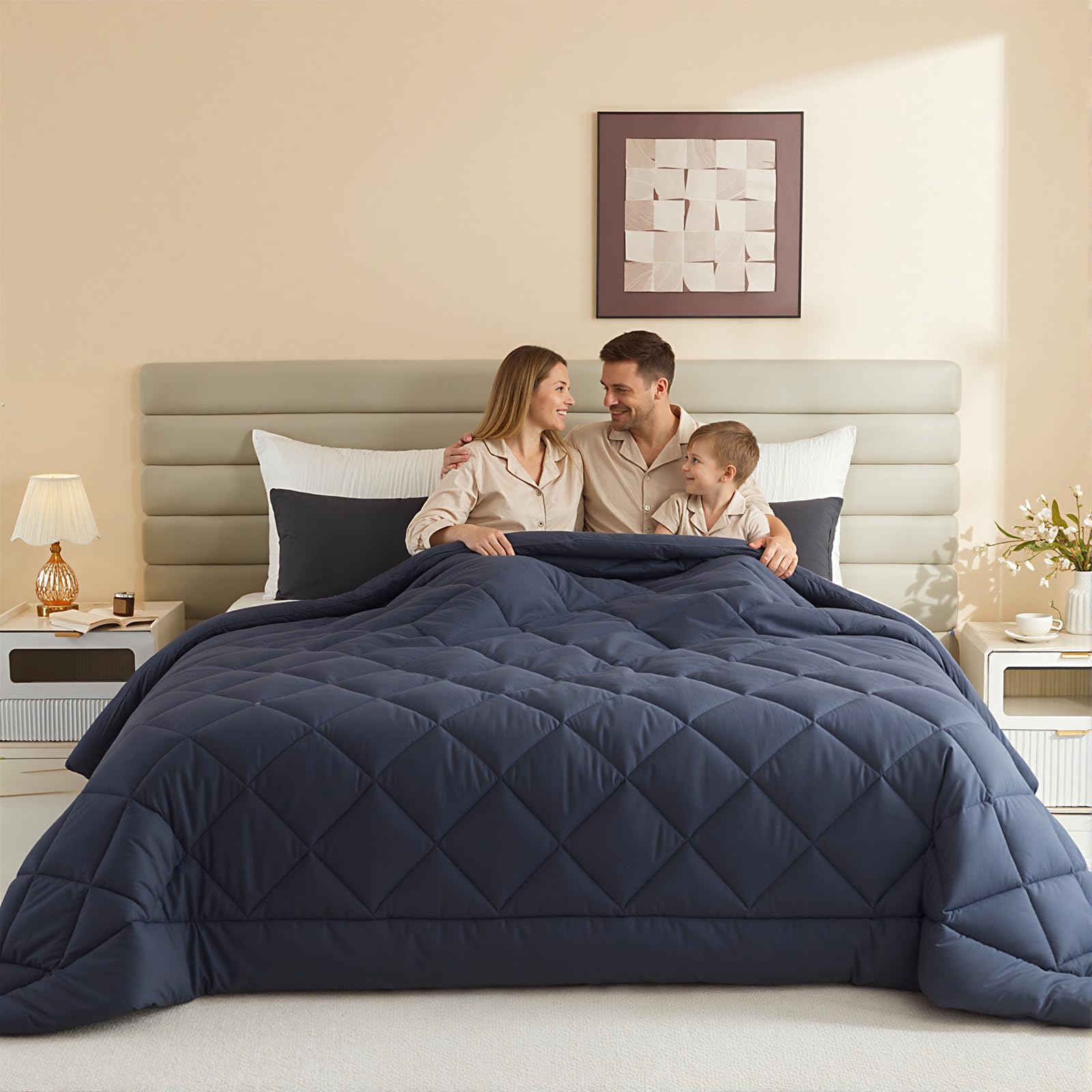 MIOTO bedroom setting with comforter demonstrates cozy all-season comfort.