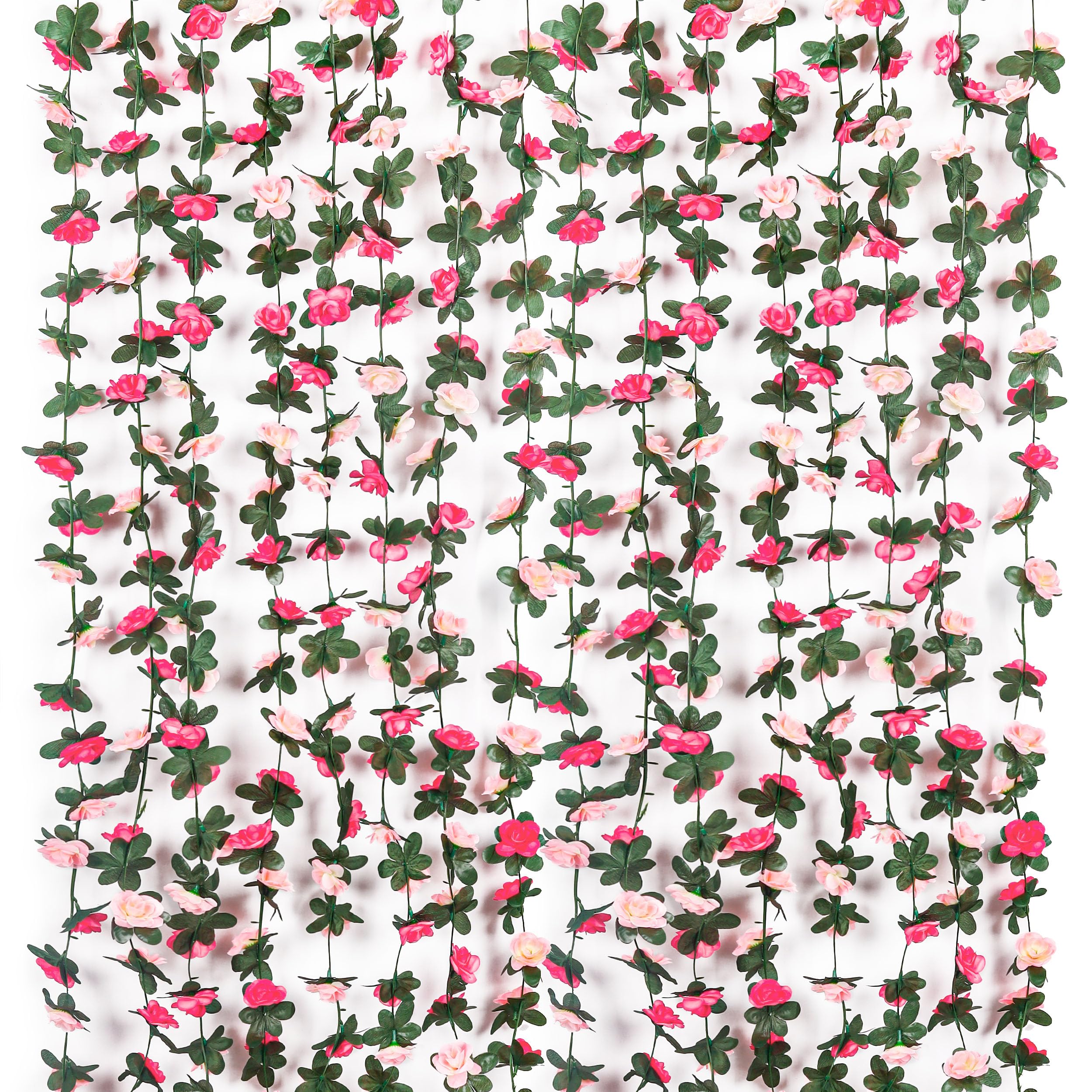 Miracliy rose garland 74ft deep pink pack close-up of silk roses for backdrop