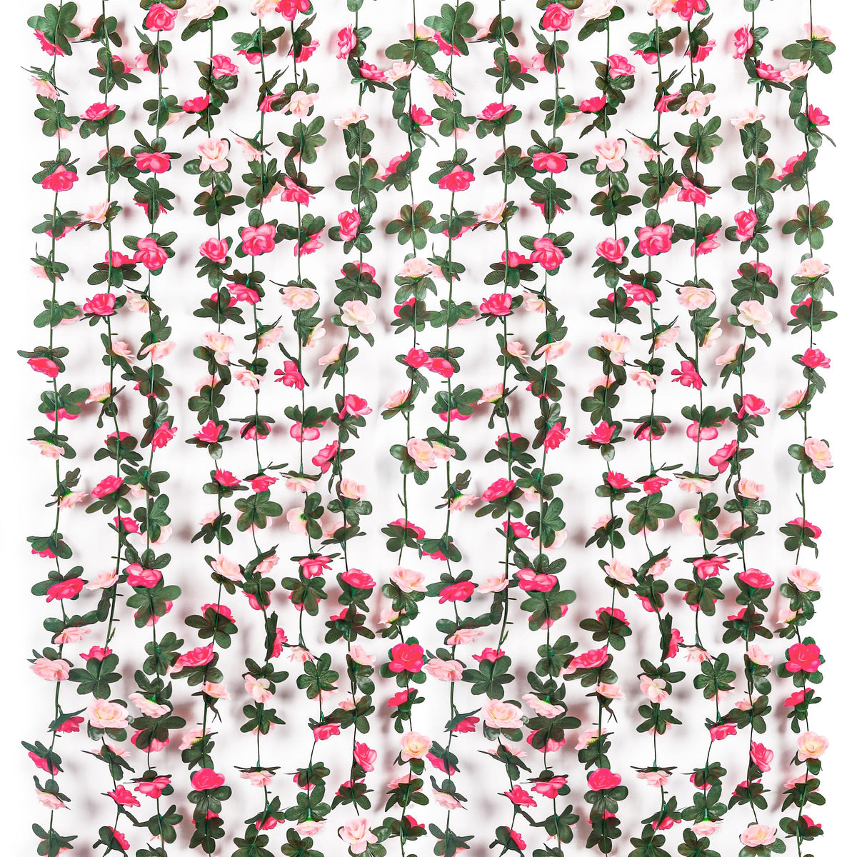 Miracliy rose garland 74ft deep pink pack close-up of silk roses for backdrop