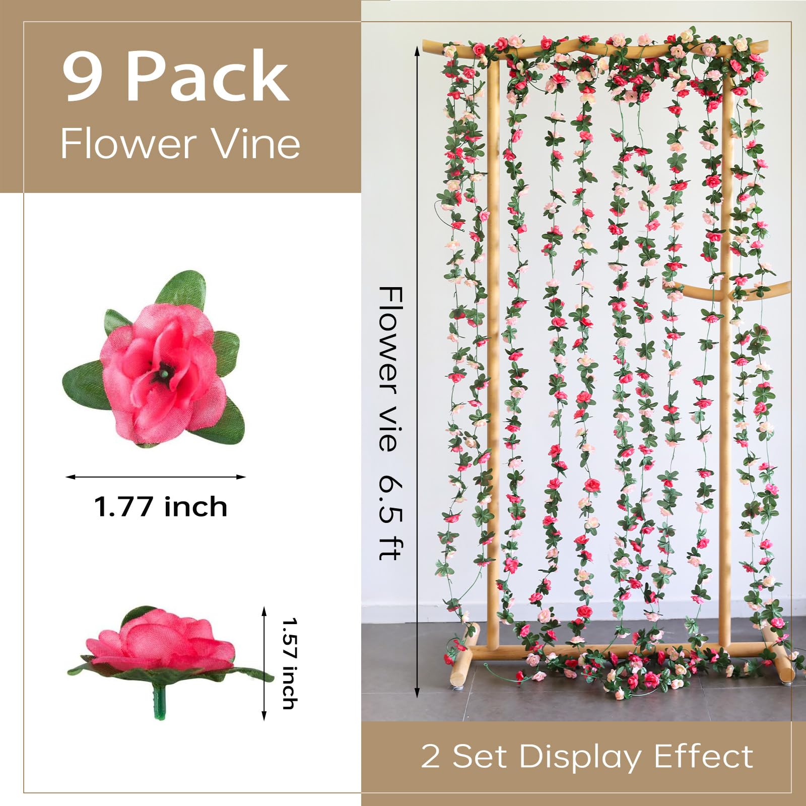 Miracliy rose garland 74ft light pink pack close-up highlighting delicate petals