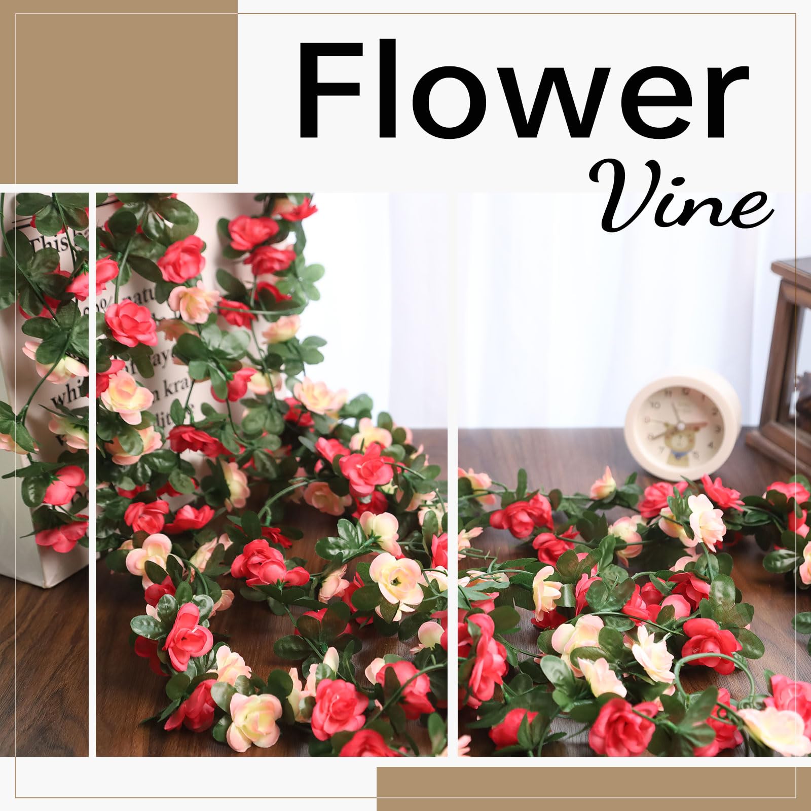 Miracliy rose garland wall backdrop assembly shows layered decoration