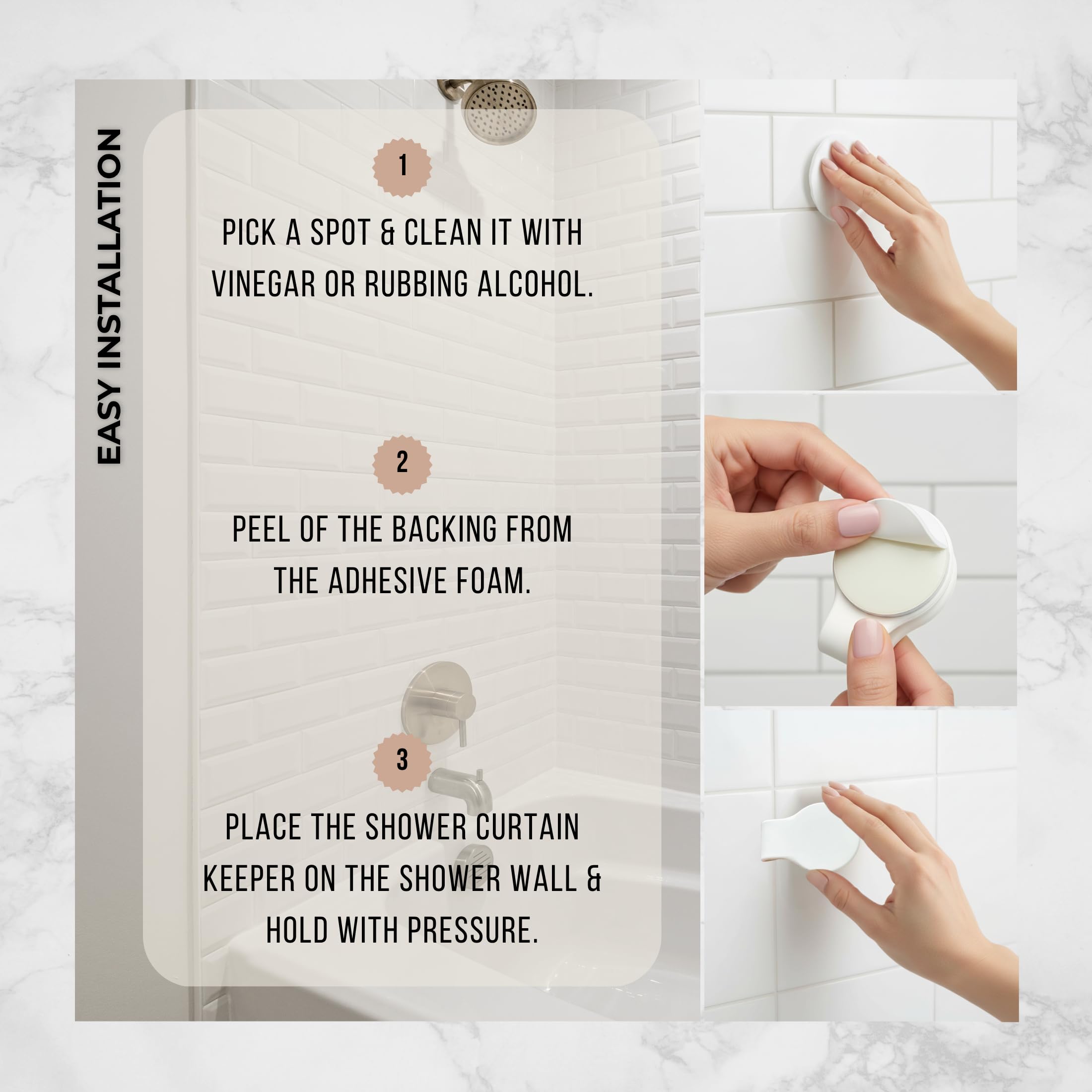MiReDe inside-shower clip design stays firmly in place during use