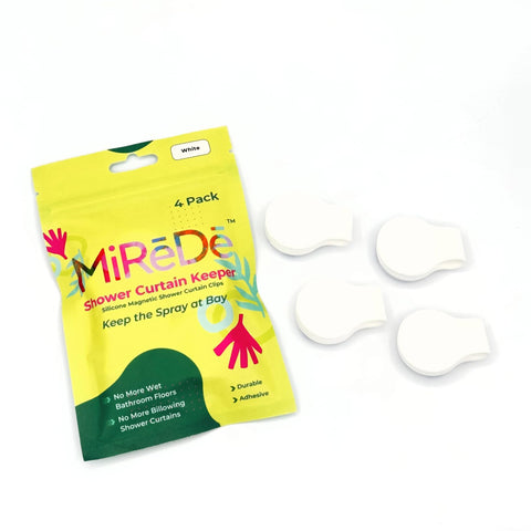 MiReDe bright white wall-mounted clips for neat inside-shower curtain alignment
