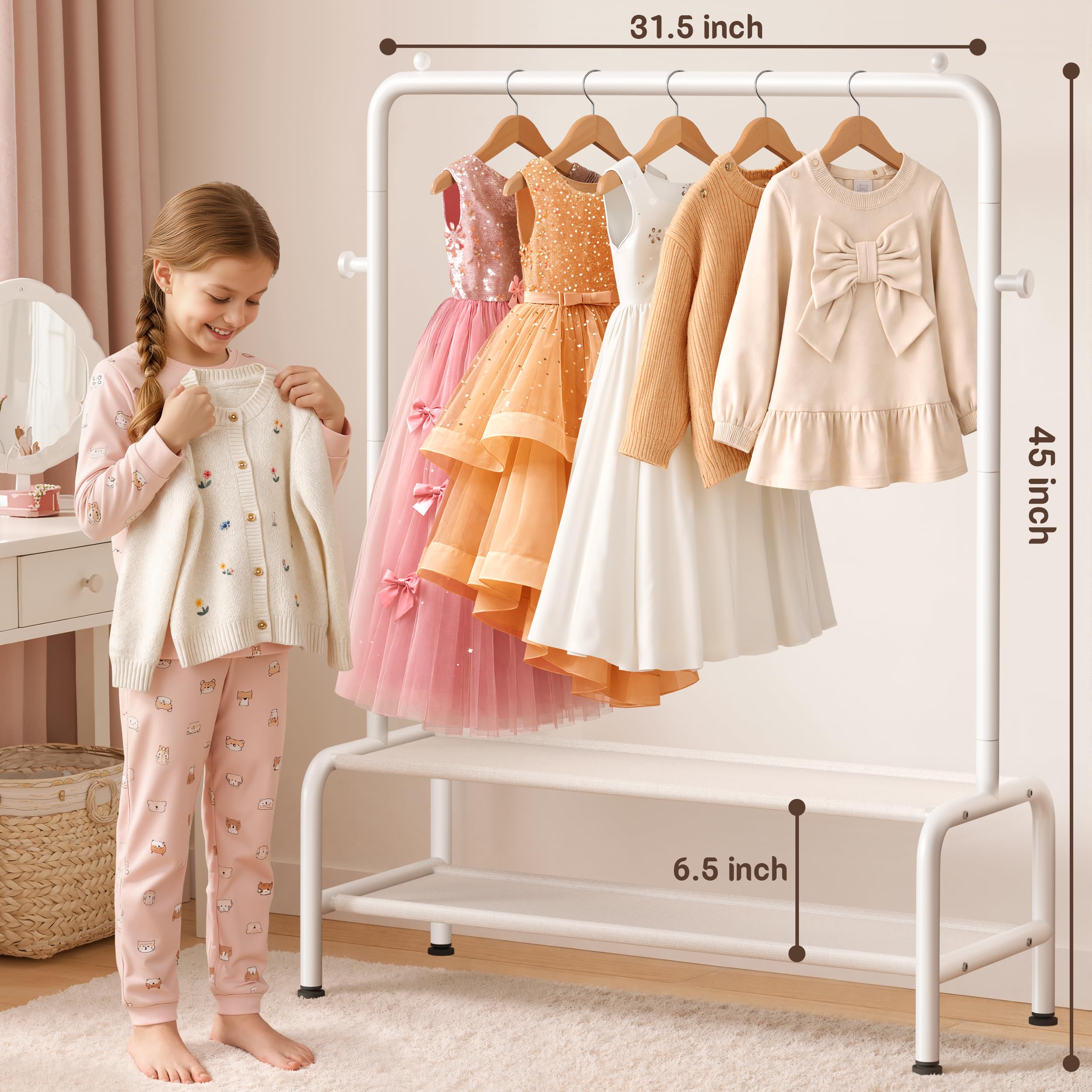 Mirolam kids clothing rack in nursery demonstrates versatile decor compatibility.