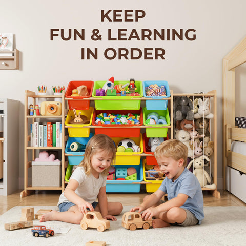 Mirolam toy storage organizer large shelves hold books and plush toys