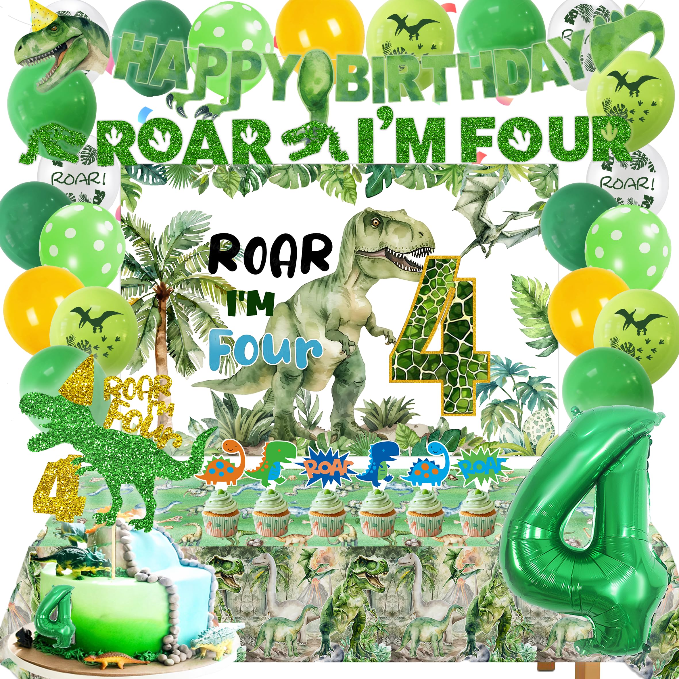 Miruwtog dinosaur banner for Happy Birthday enhances party decor and photos.