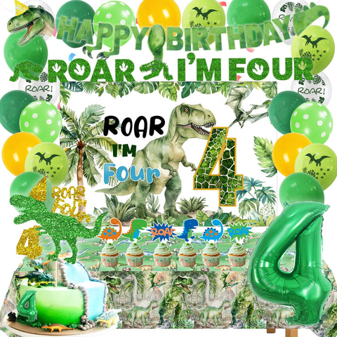 Miruwtog dinosaur banner for Happy Birthday enhances party decor and photos.