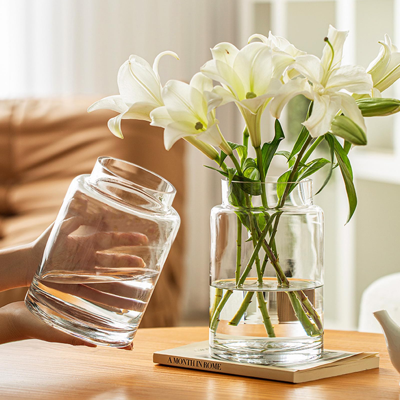 Misognare 9-inch vase, wide-mouth for thick stems in fuller arrangements.