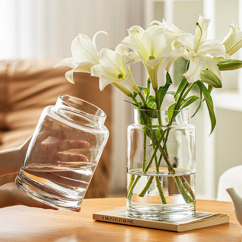 Misognare 9-inch vase, wide-mouth for thick stems in fuller arrangements.