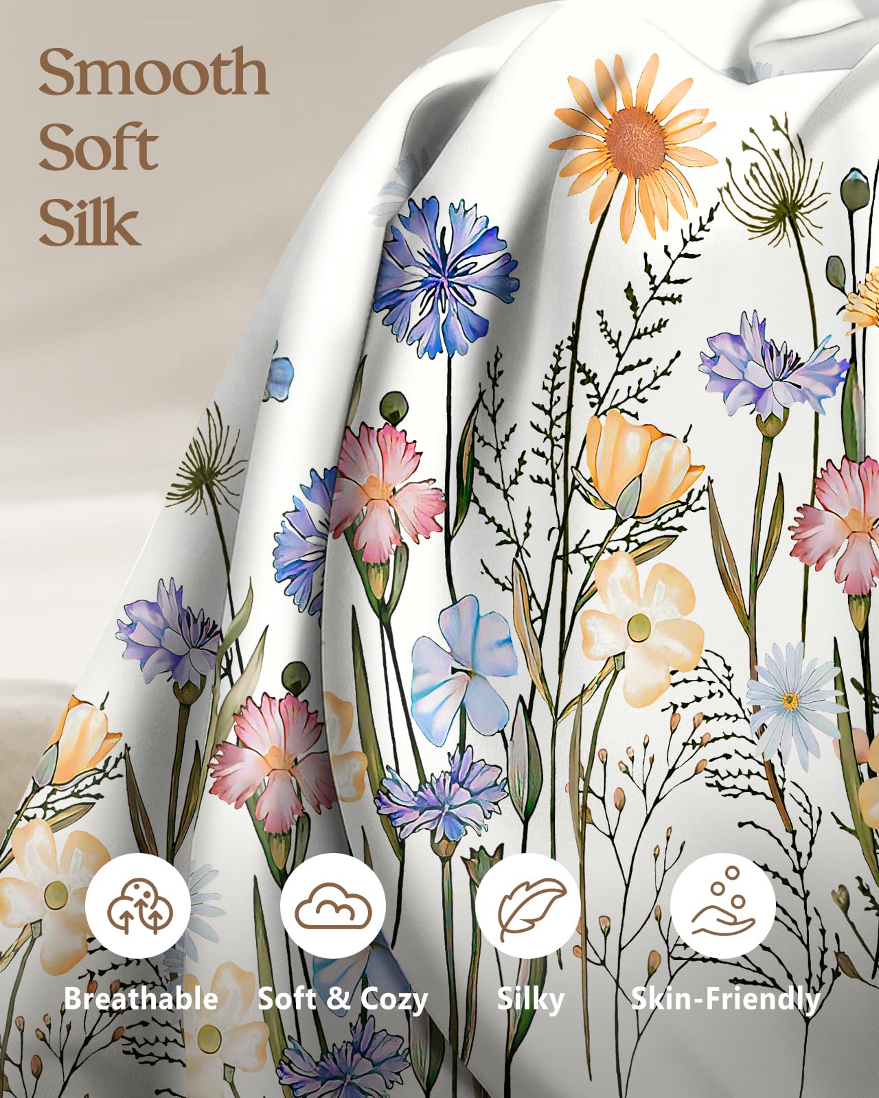 Miss Adola silk pillowcase close-up highlights ultra-soft texture for gentle nights.