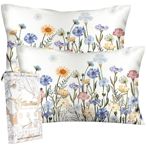 Miss Adola silk pillowcase king size with flower pattern for smooth hair and skin.
