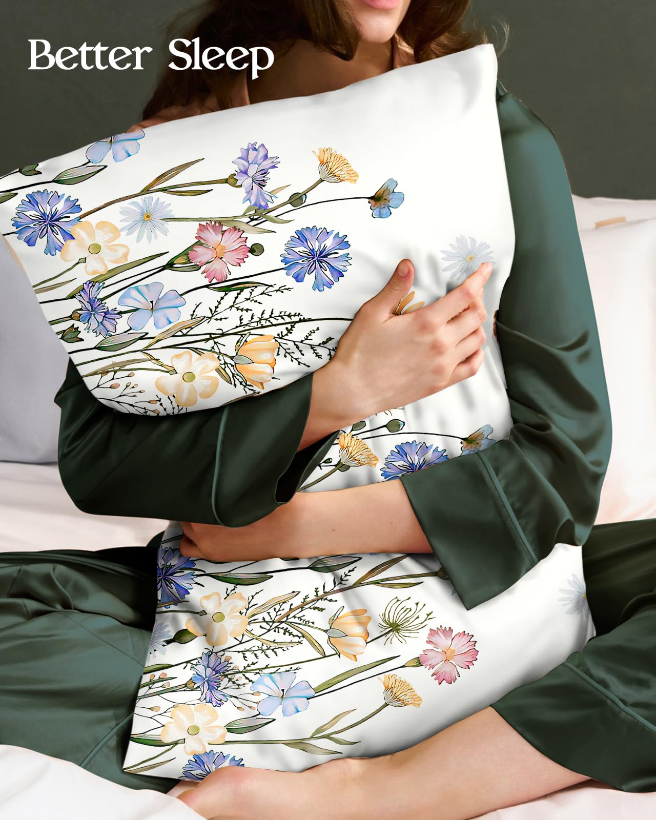 Miss Adola silk pillowcase zipper detail shows secure closure for snag-free sleeping.