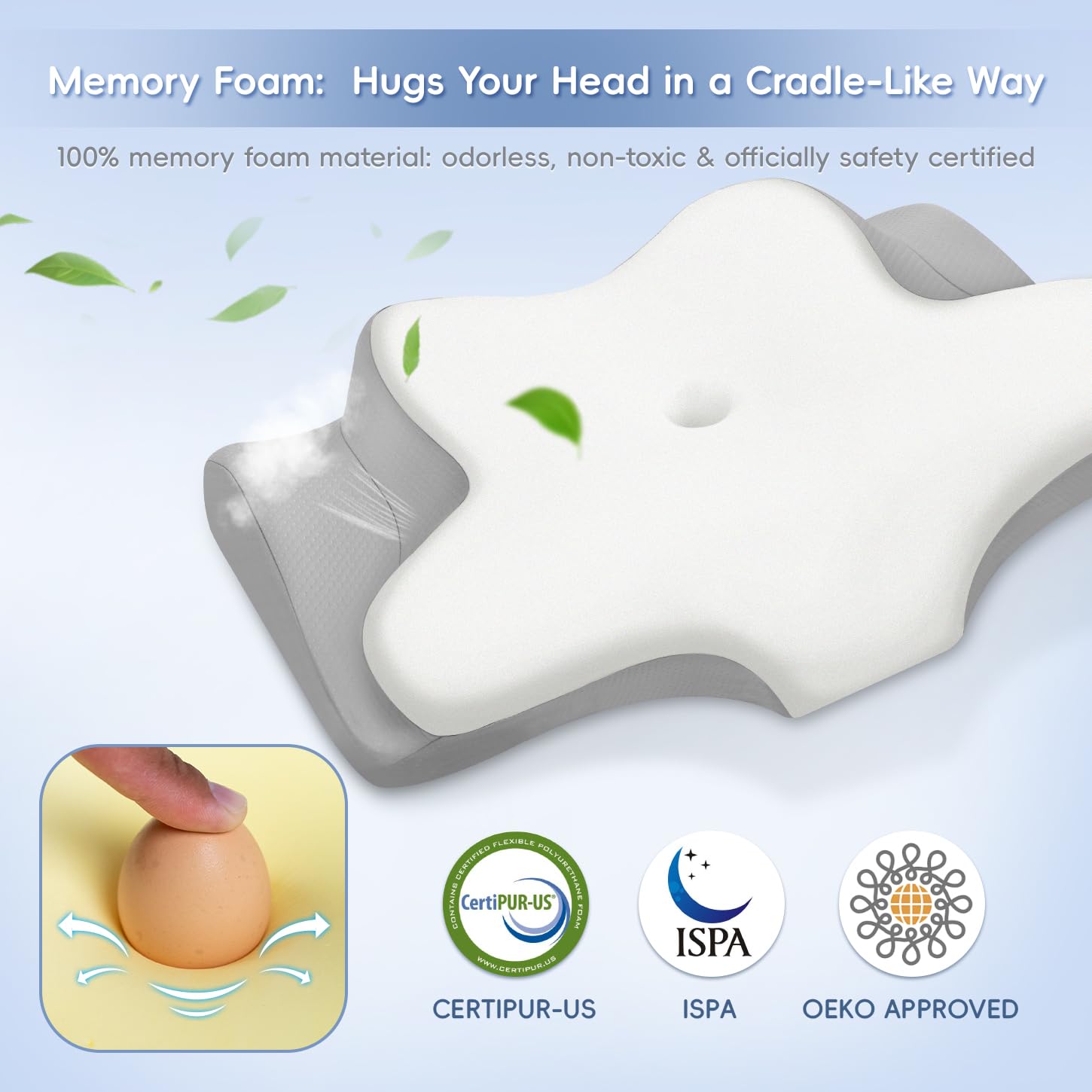Missleep cervical neck pillow packaging highlights a 6-month warranty