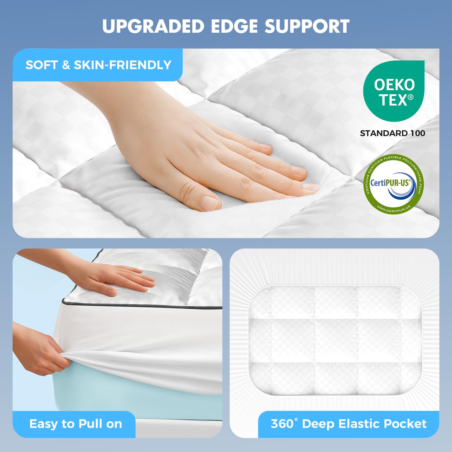 Missleep Queen topper on bed illustrates easy setup and instant comfort.