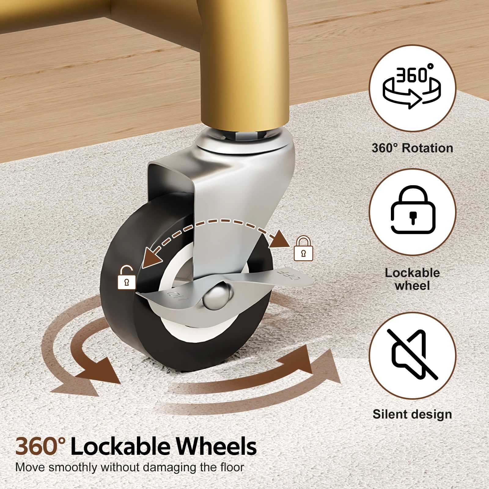 MISSLO 360-degree wheels enabling smooth movement between rooms.