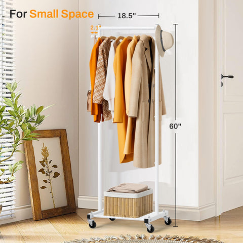 MISSLO 60-inch garment rack with shelves for compact apartment storage.