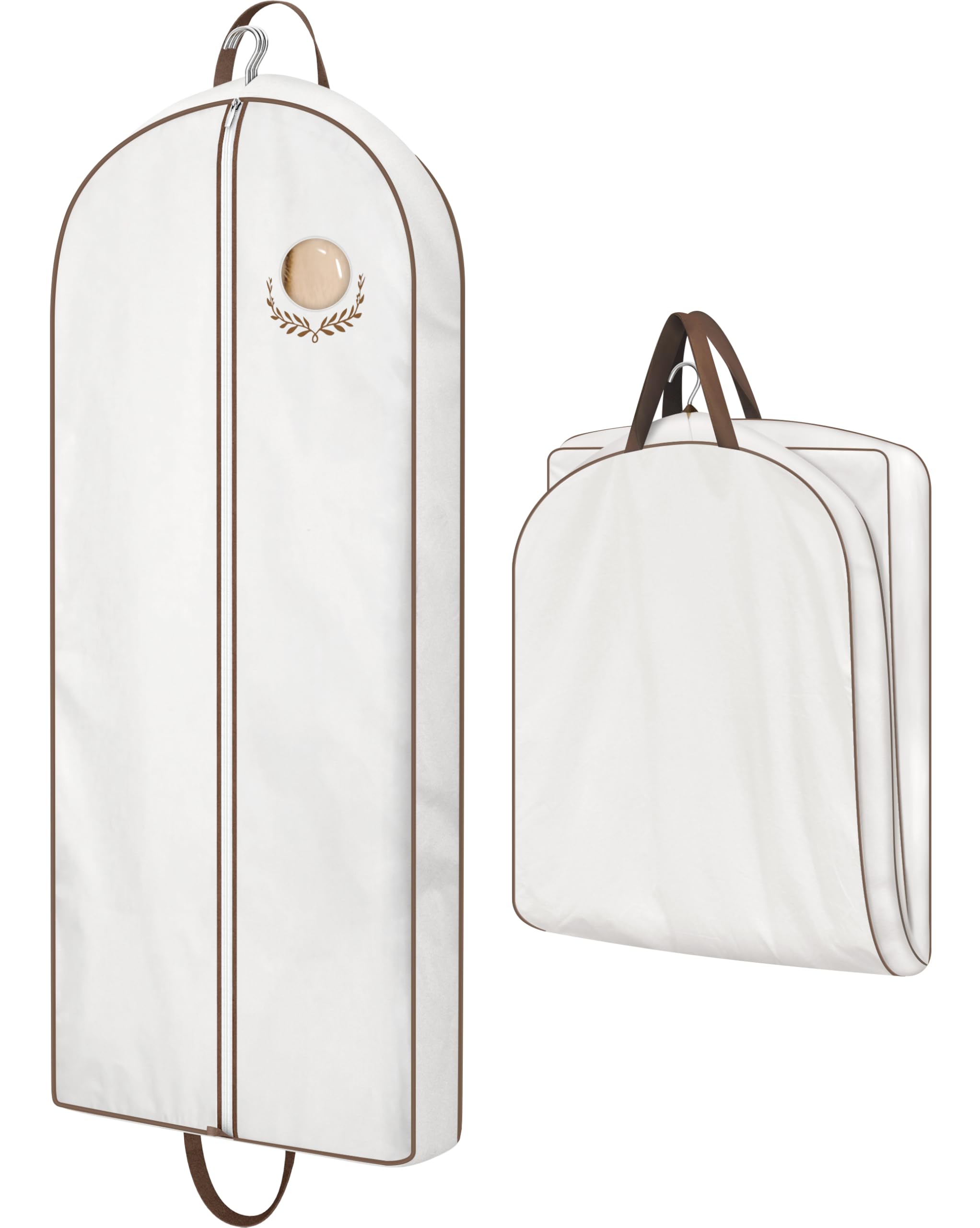 MISSLO 60-inch cotton garment bag for long dresses protects garments from dust while traveling.