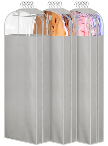 MISSLO 60-inch gusseted garment bag keeps dresses organized and accessible.