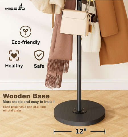 MISSLO adjustable-height coat stand adapts for kids and adults.
