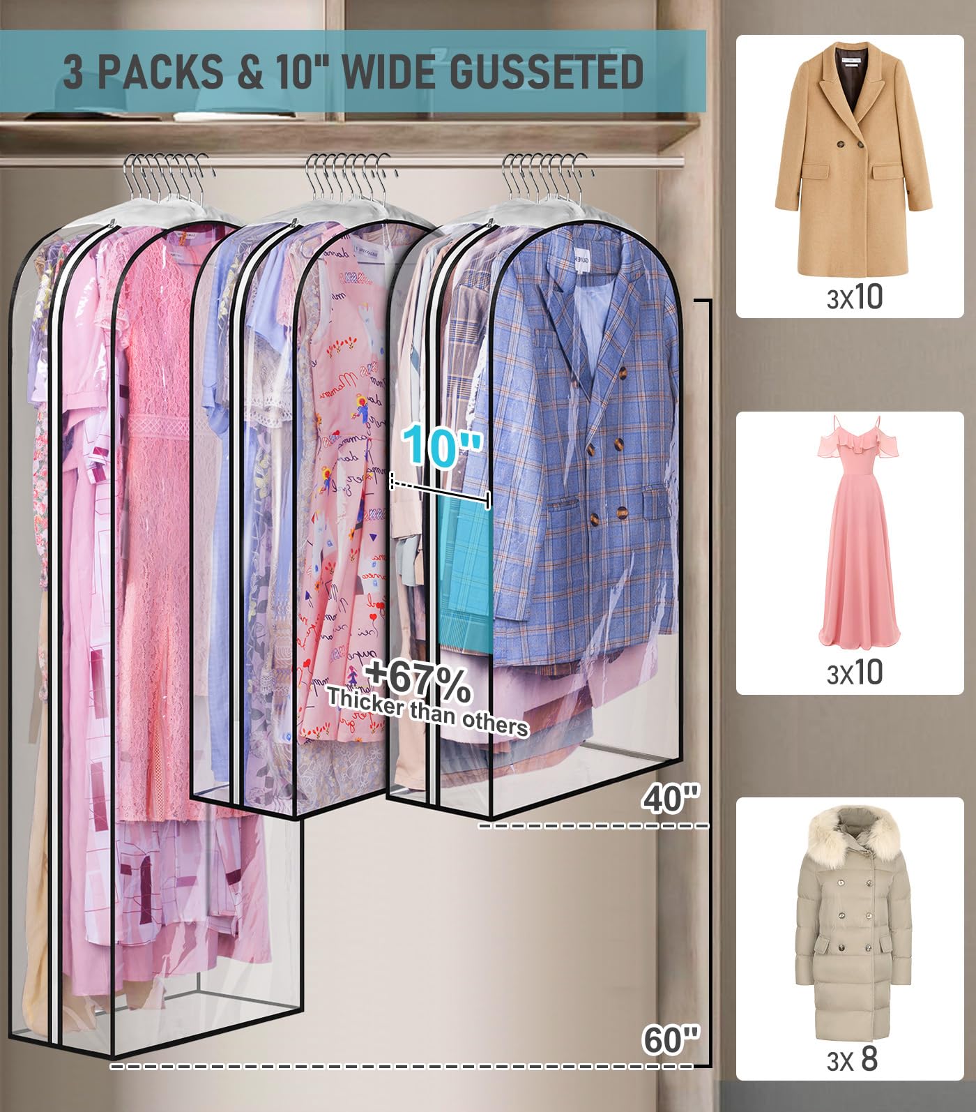 MISSLO all-clear PEVA garment bag lets you spot outfits quickly