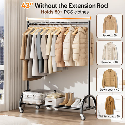 MISSLO black sleek design blends with decor while keeping clothes organized