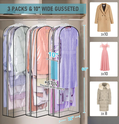 MISSLO clear PEVA material lets you see clothes at a glance.
