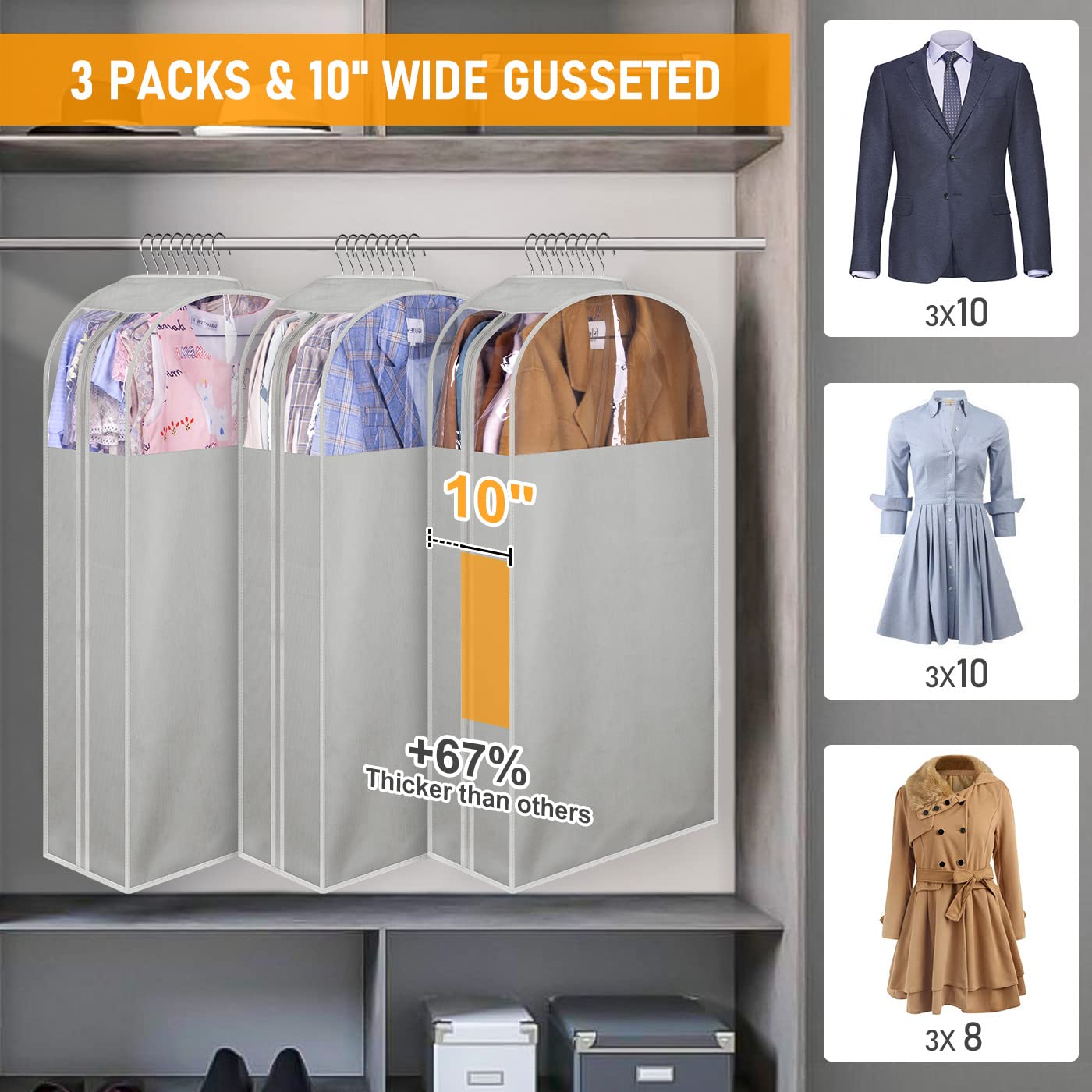 MISSLO 40-inch clear window garment bag for easy outfit selection