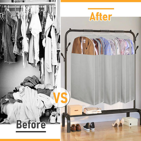 MISSLO clear garment bag protects clothing from dust while staying visible