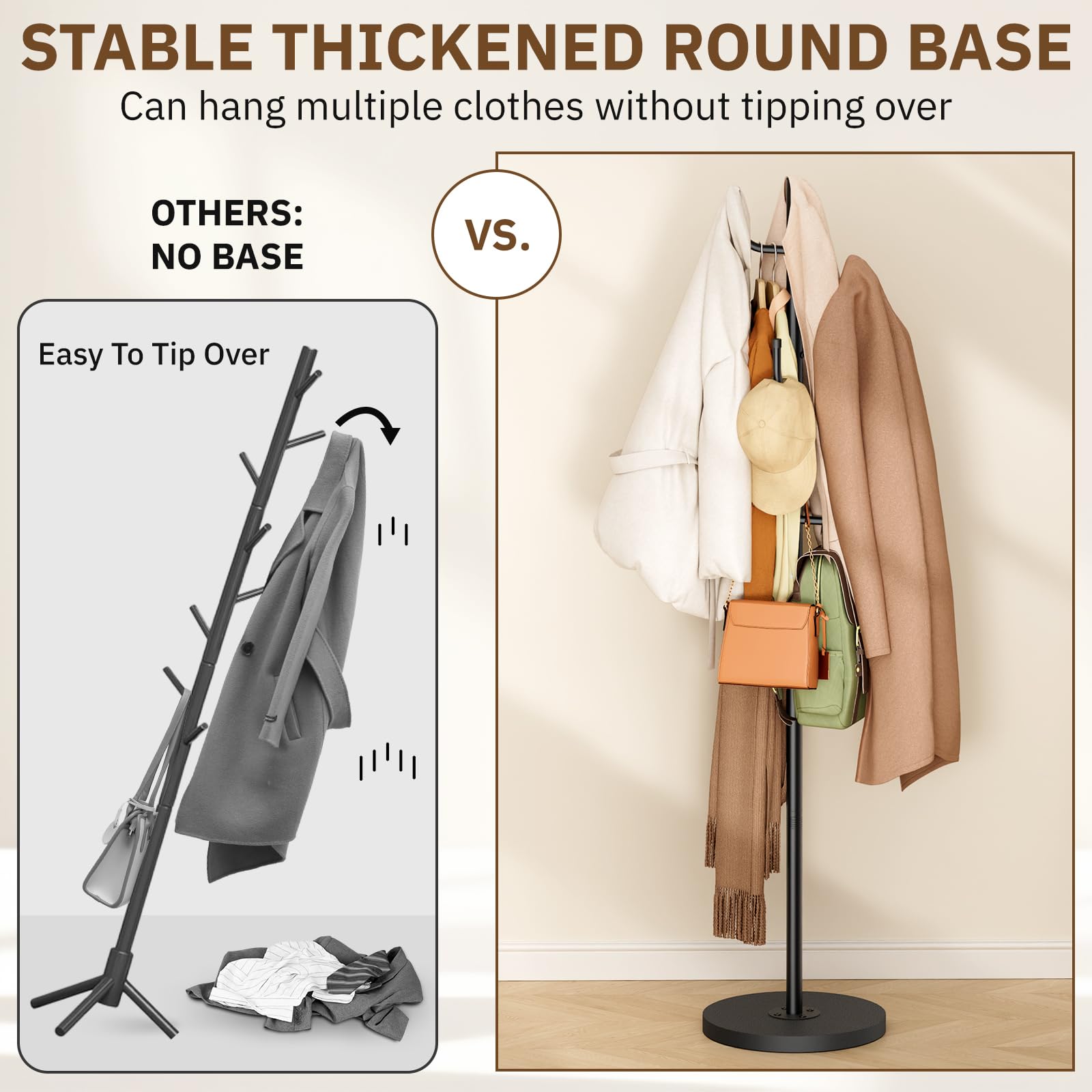 MISSLO coat rack with six staggered hooks for organized belongings.