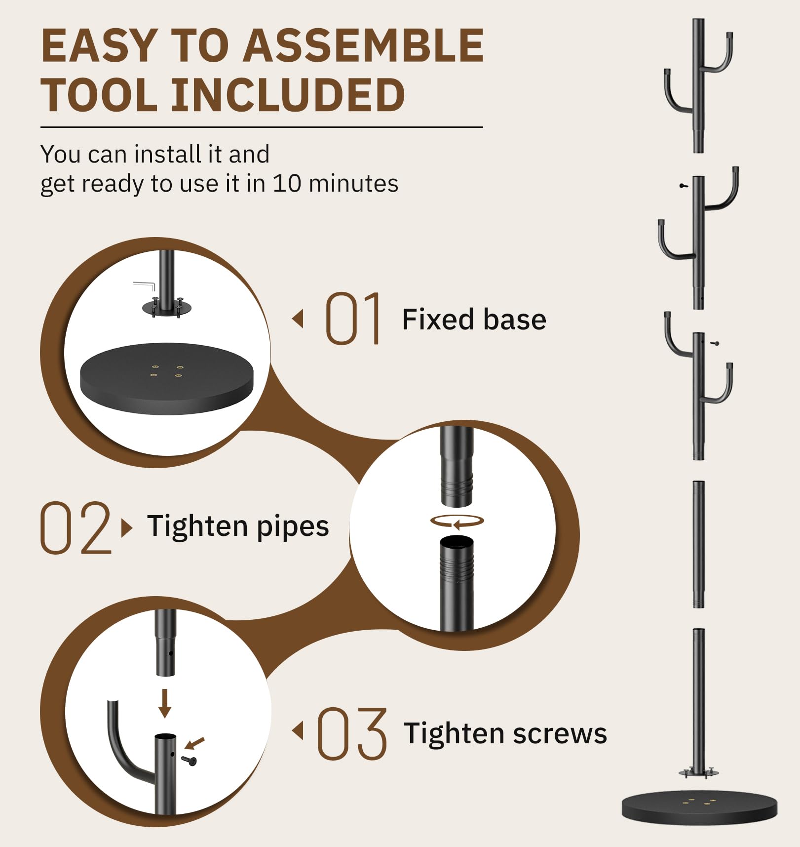 MISSLO 71-inch tall coat tree ready for everyday use.
