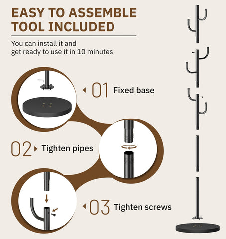 MISSLO 71-inch tall coat tree ready for everyday use.