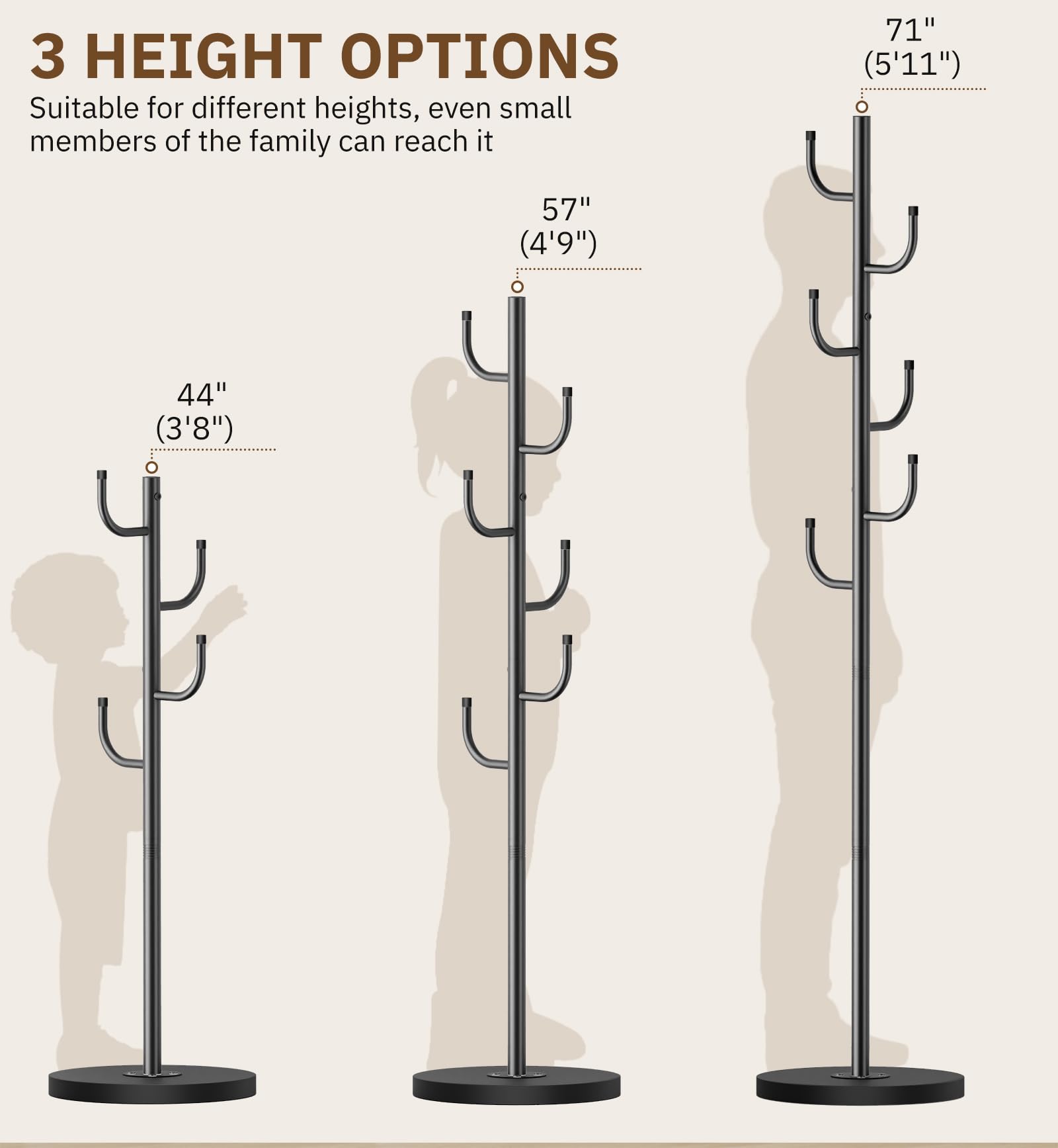 MISSLO black finish coat rack complements entryway decor.