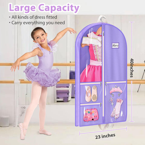 MISSLO garment bag shows a large transparent window to view costumes at a glance.