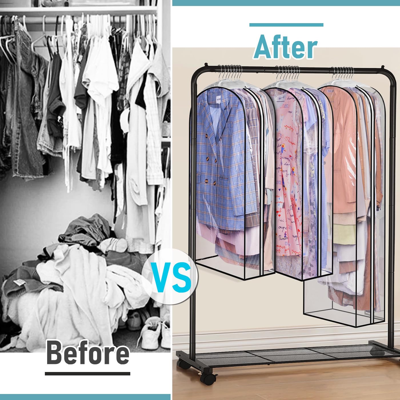 MISSLO 10-inch gusseted bag blocks dust while keeping garments accessible