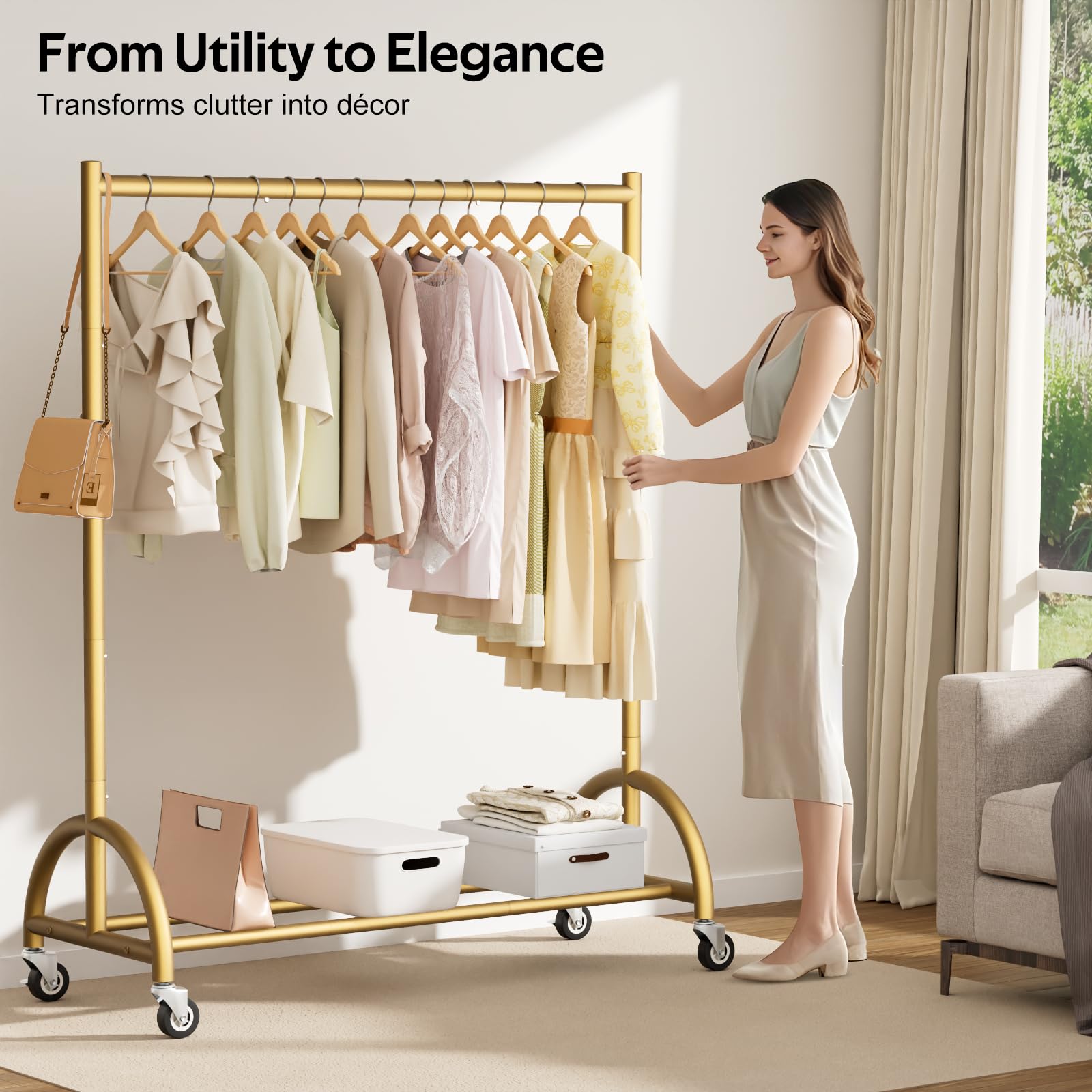 MISSLO elegant gold finish with curved design for stylish storage.