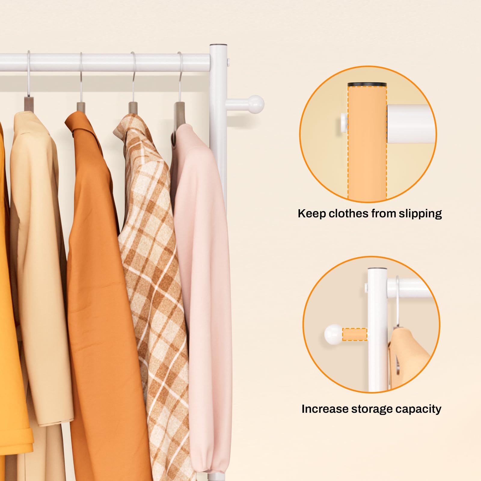 MISSLO extra hanging space with a long top bar and side hooks.
