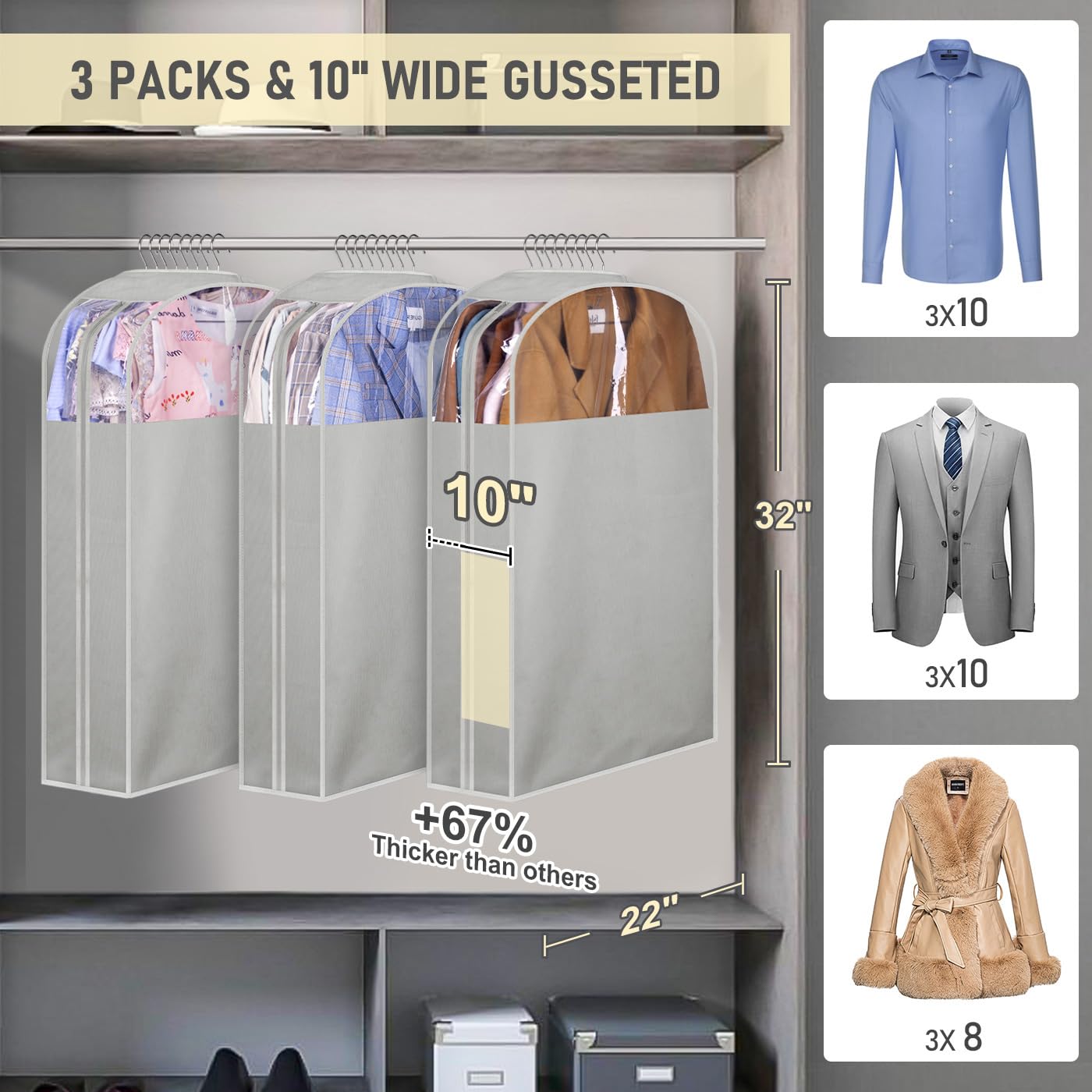 MISSLO clear window garment bag lets you see clothes without opening.