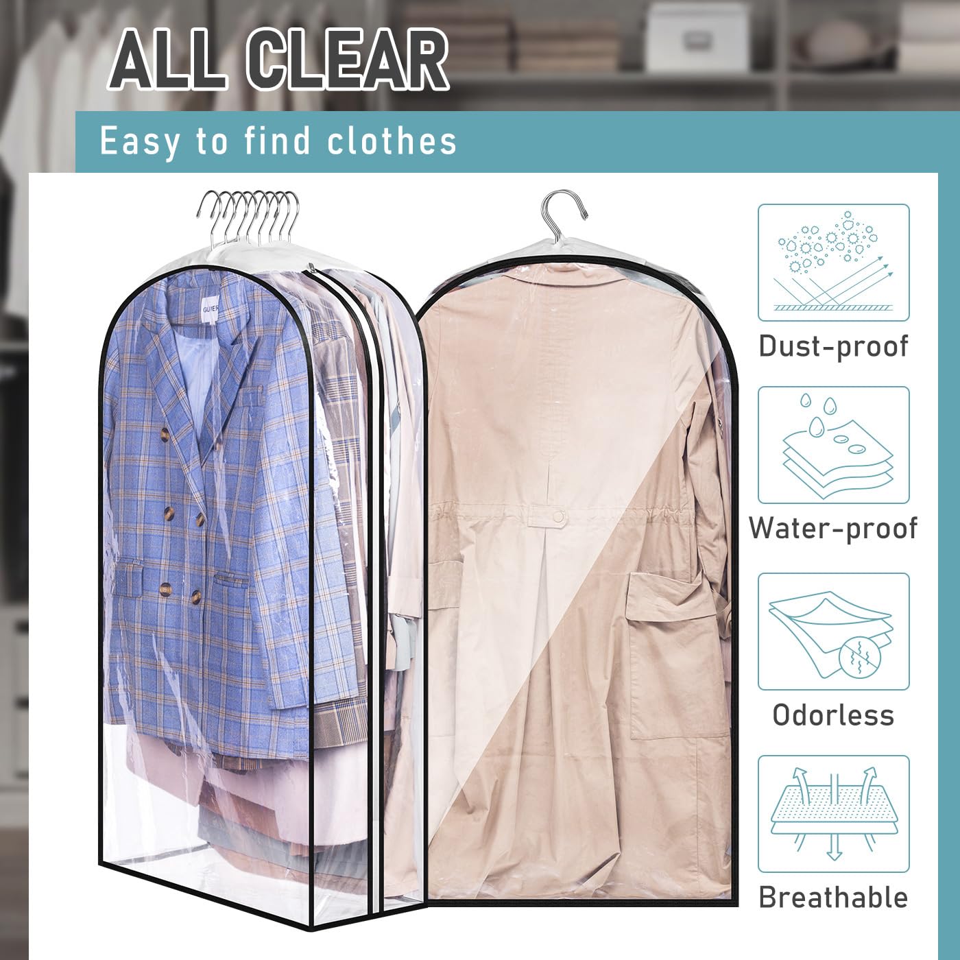 MISSLO waterproof PEVA material lets you see contents and wipe clean.