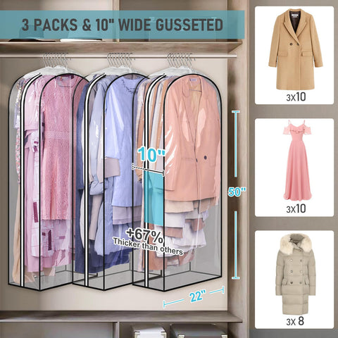 MISSLO clear garment bag with side metal zipper for easy access
