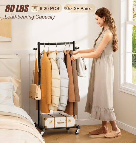 MISSLO small rack metal construction close-up shows durable frame for everyday garments.